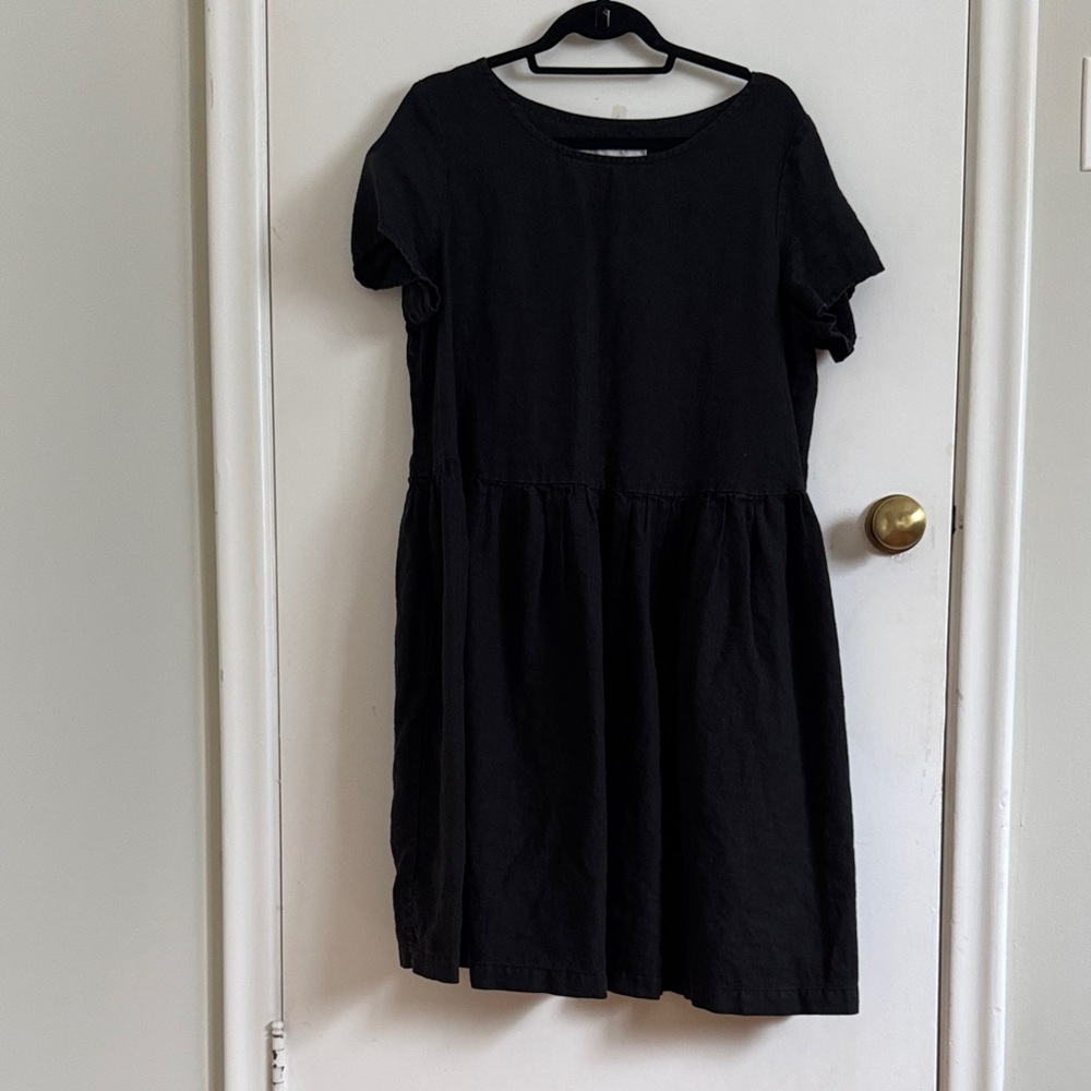 notPERFECTLINEN Black Linen Smock Dress